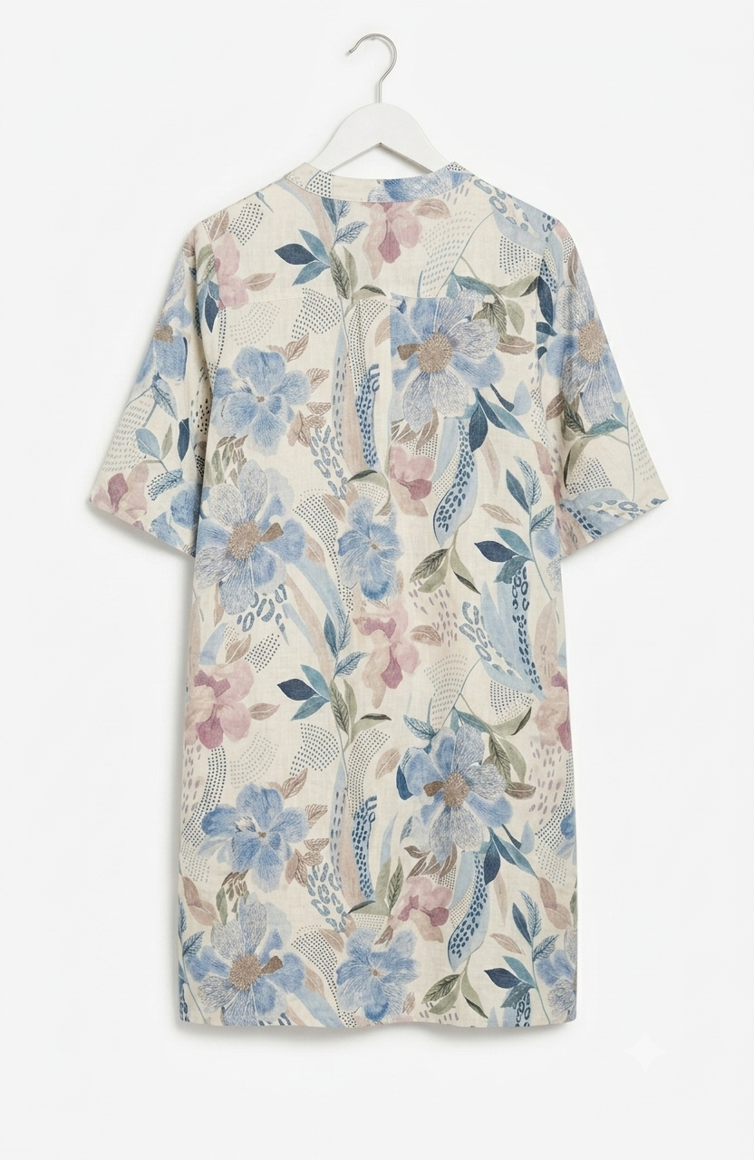 PRINTED LINEN TUNIC DRESS