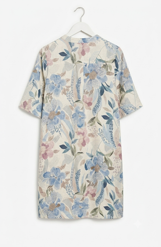 PRINTED LINEN TUNIC DRESS