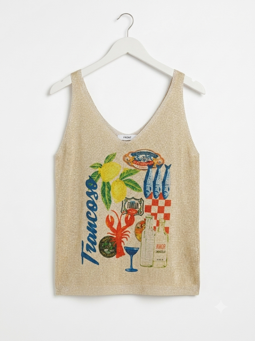Sardine & Lobster Shimmer Knit Tank