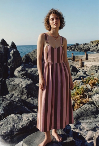 The Marina Striped Pinafore Dress
