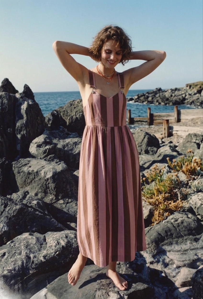 The Marina Striped Pinafore Dress