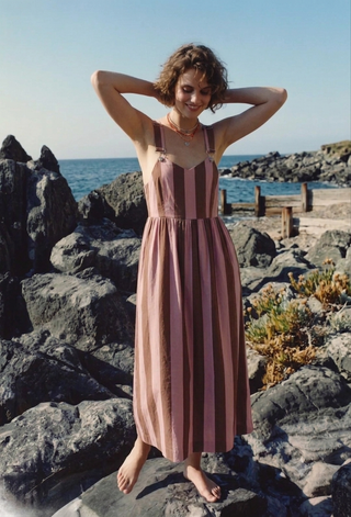 The Marina Striped Pinafore Dress