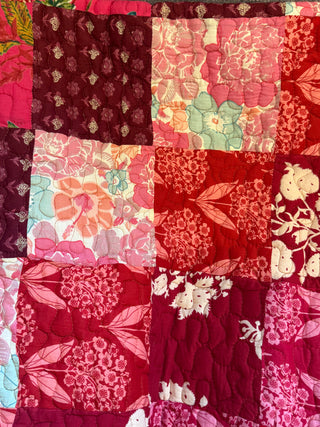 Crimson Floral Patchwork Reversible King Size Quilt