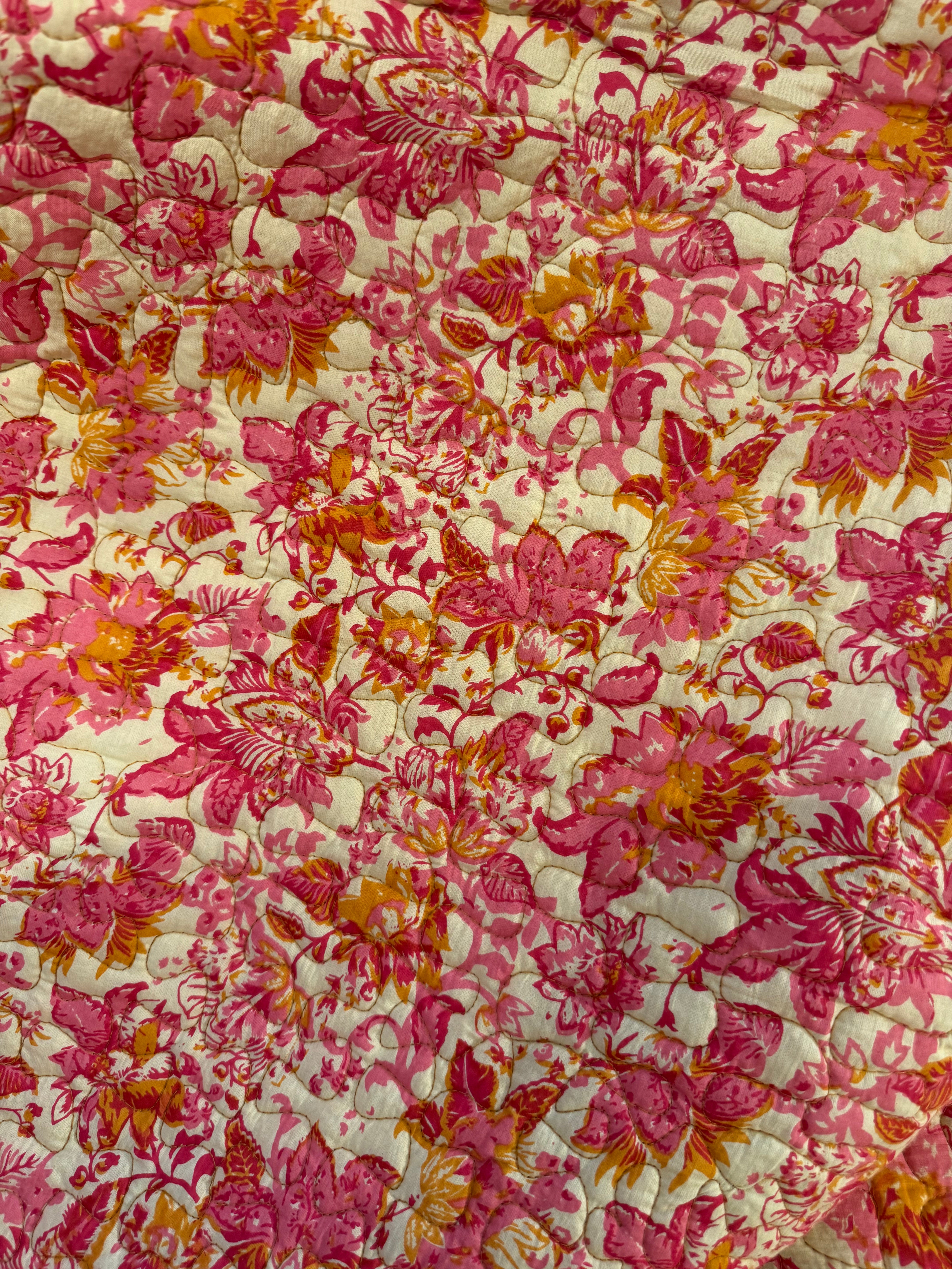 Crimson Floral Patchwork Reversible King Size Quilt