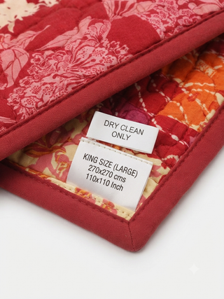 Crimson Floral Patchwork Reversible King Size Quilt
