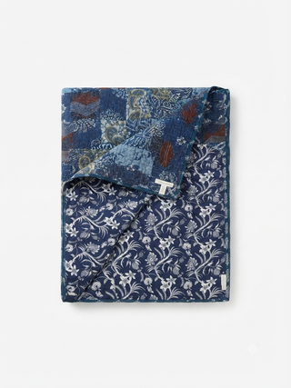 Indigo Bloom Reversible Patchwork Twin Size Quilt