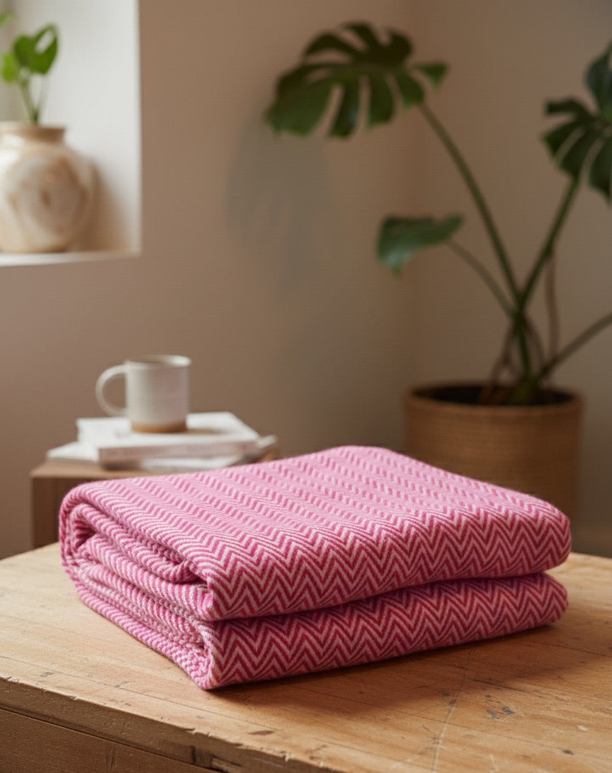 The Luxe Chevron Cashmere Blend Throw