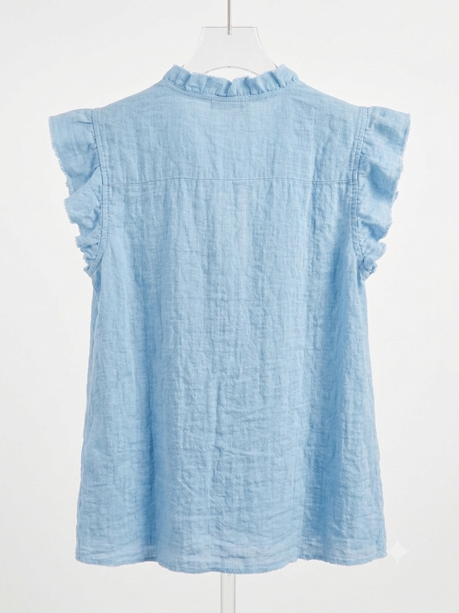 Capri Ruffle Top - Sky Blue