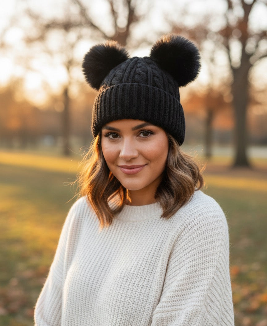 Double Pom Winter Beanie.