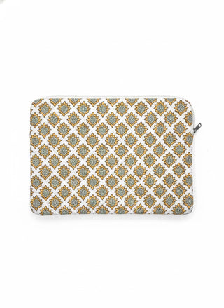 The Golden Bloom Quilted Cotton Laptop Sleeve (S)