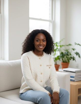 The Amour Cable-Knit Cardigan- Cream