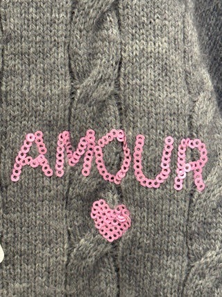 The Amour Cable-Knit Cardigan- Grey