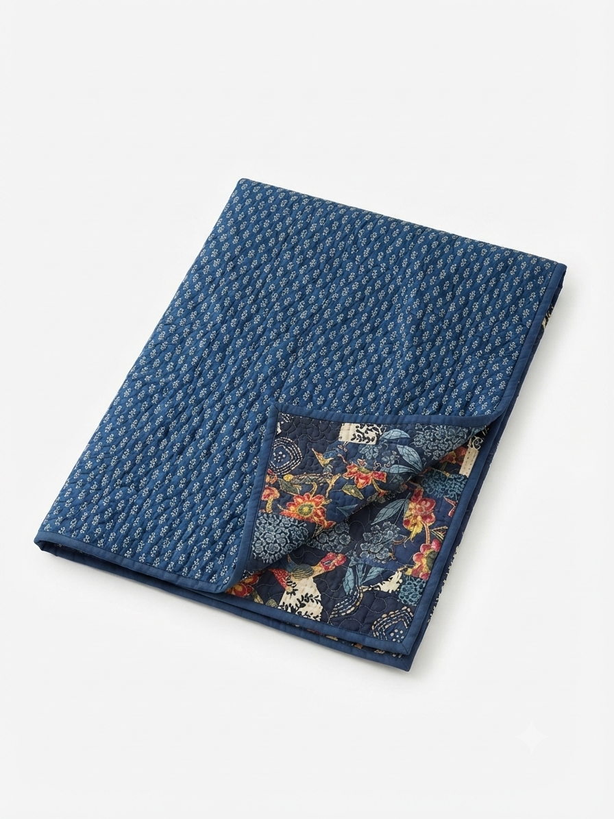 Midnight Blossom Reversible Twin Quilt