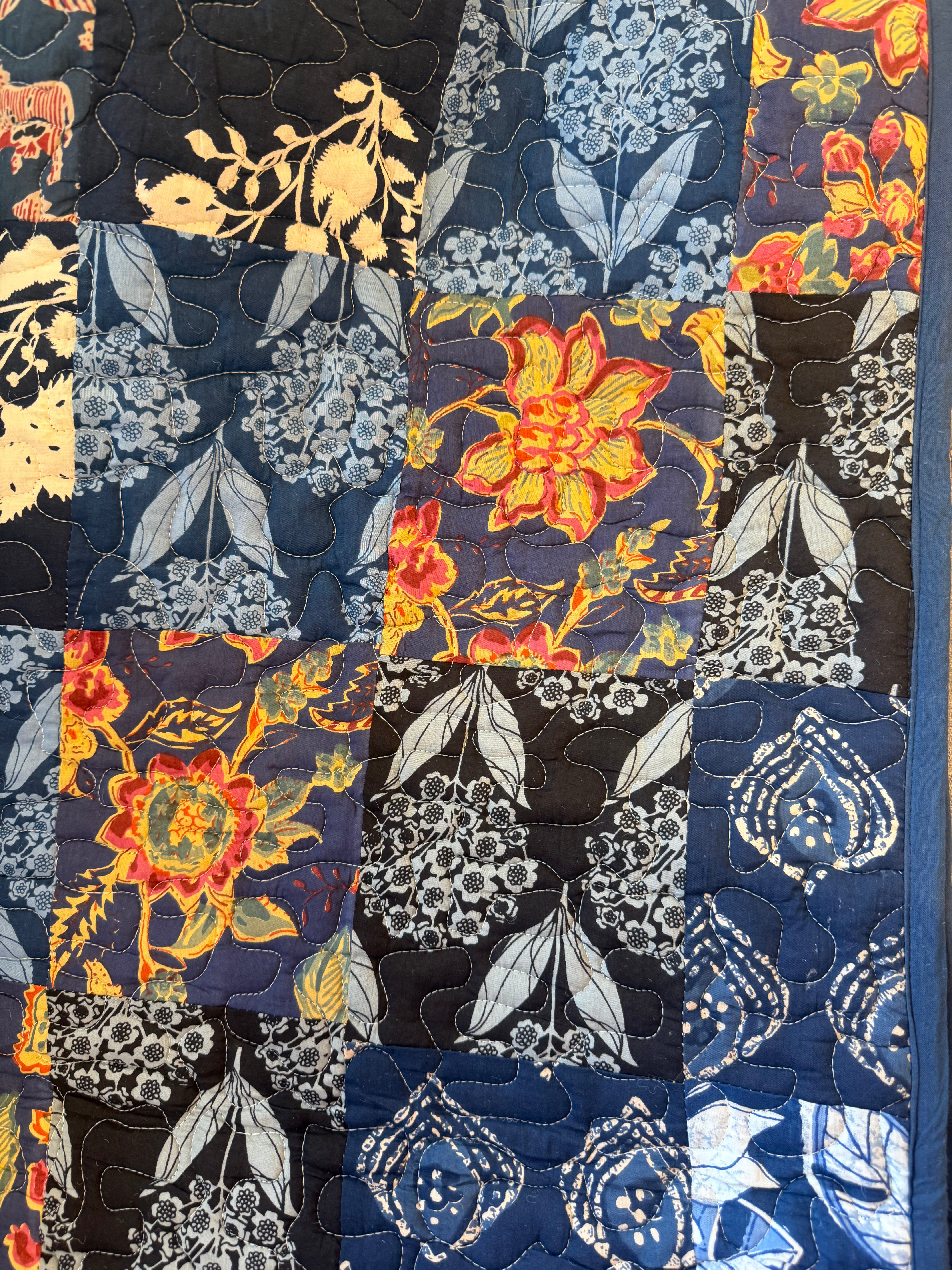 Midnight Blossom Reversible Twin Quilt