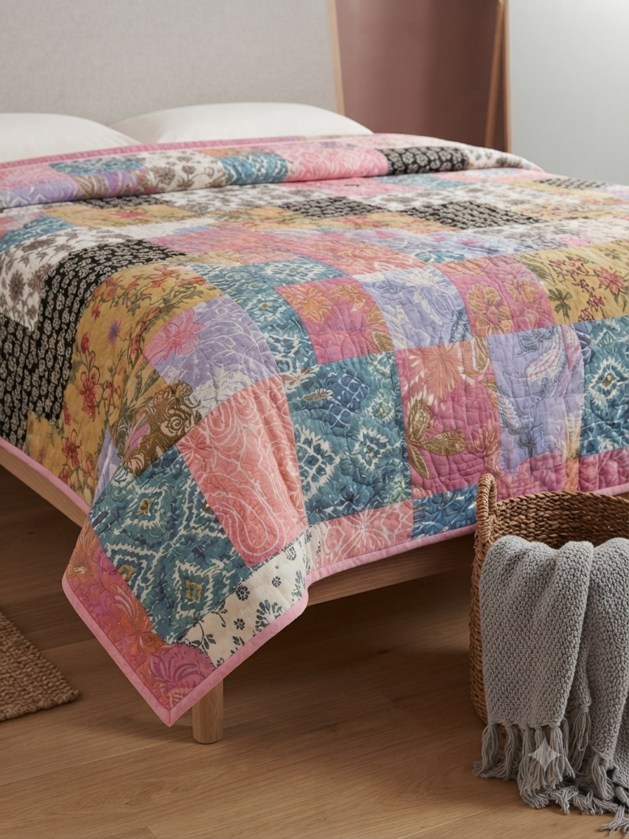 Boho Blossom Reversible Queen Size Quilt