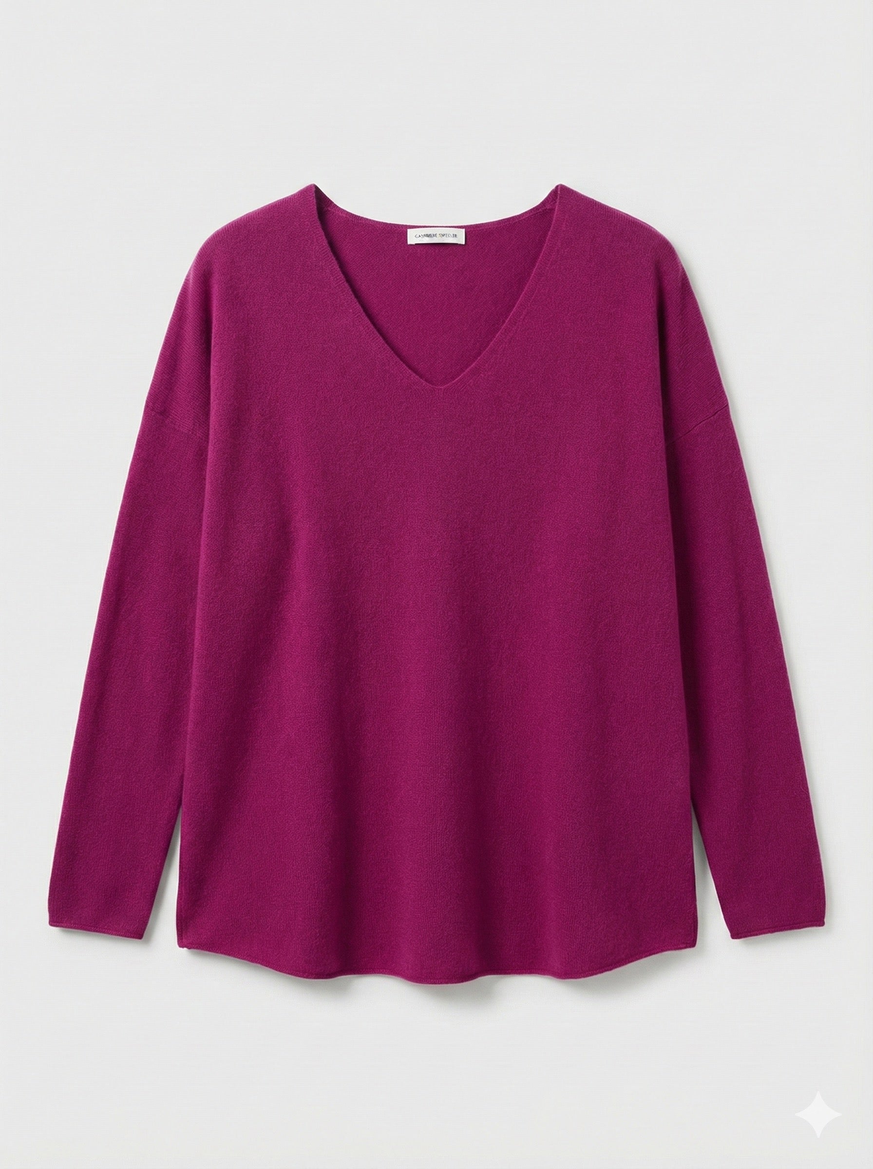 The Vivid Italian V-Neck Sweater- Raspberry