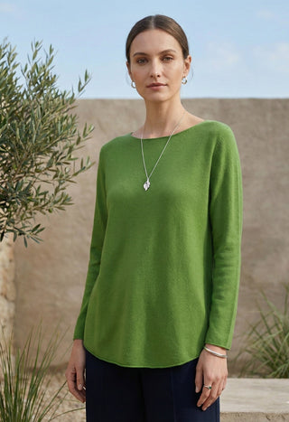 The Italian Soft Scoop Neck Sweater – Apple Green
