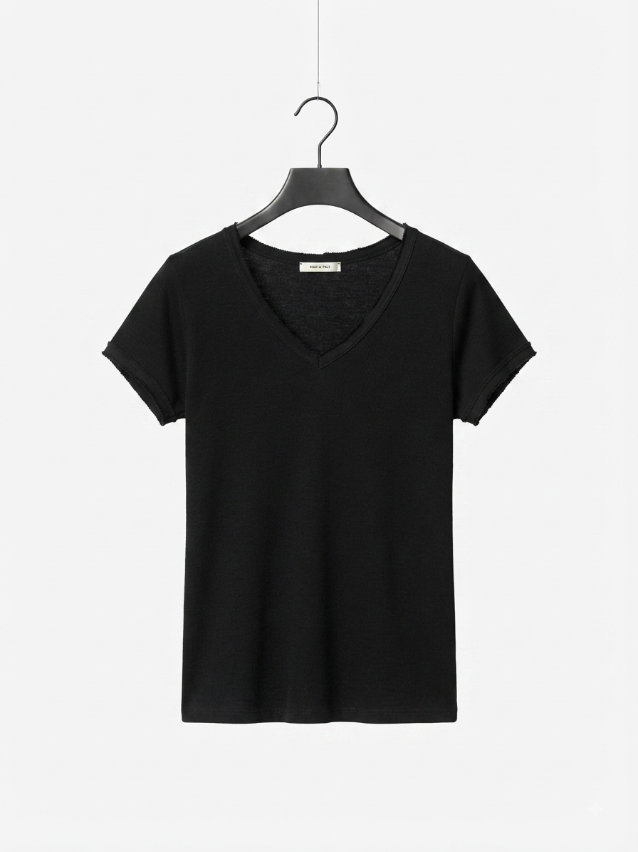 Essential V-Neck Tee- Black