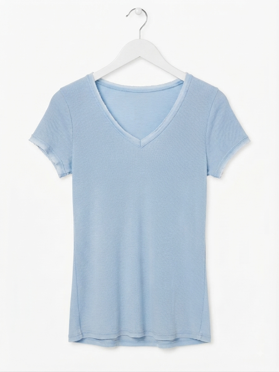 Essential V-Neck Tee- Sky Blue