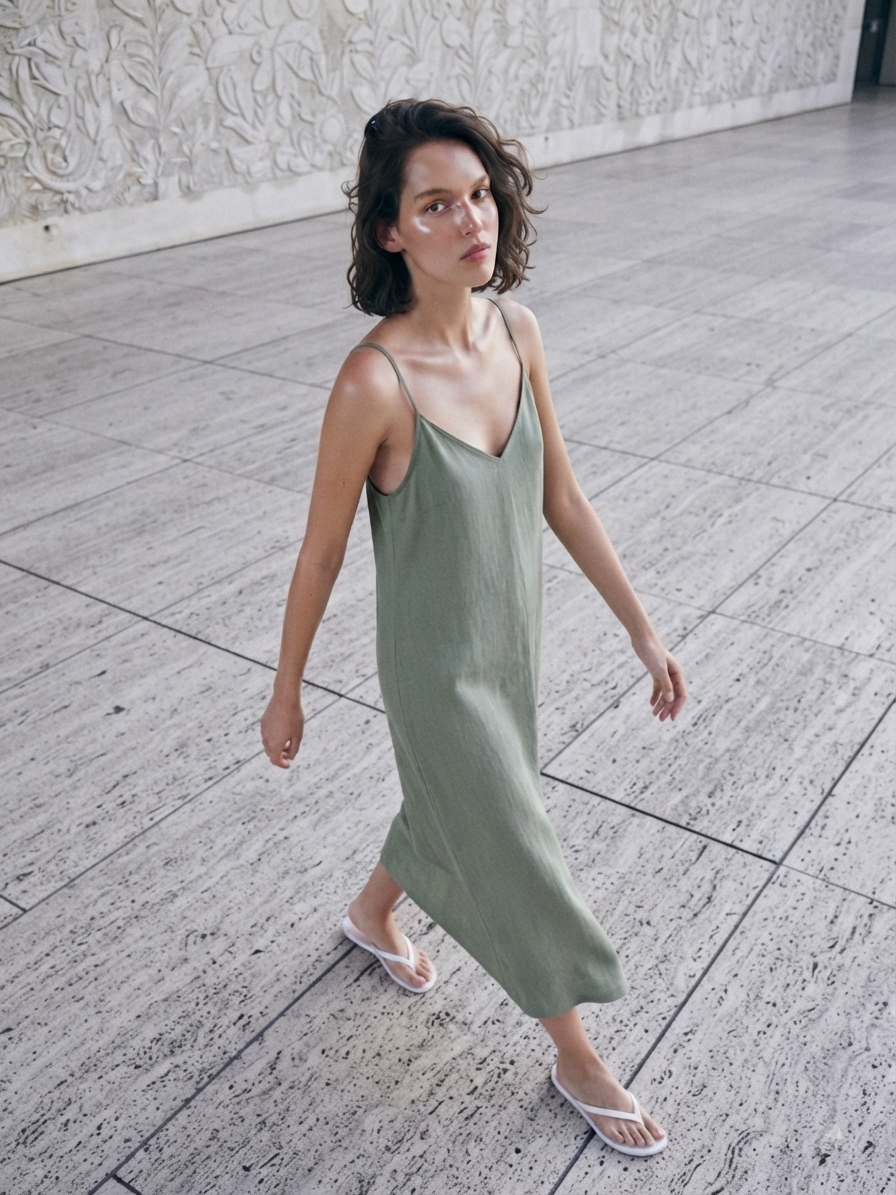 The Bellagio Organic Linen Slip Dress