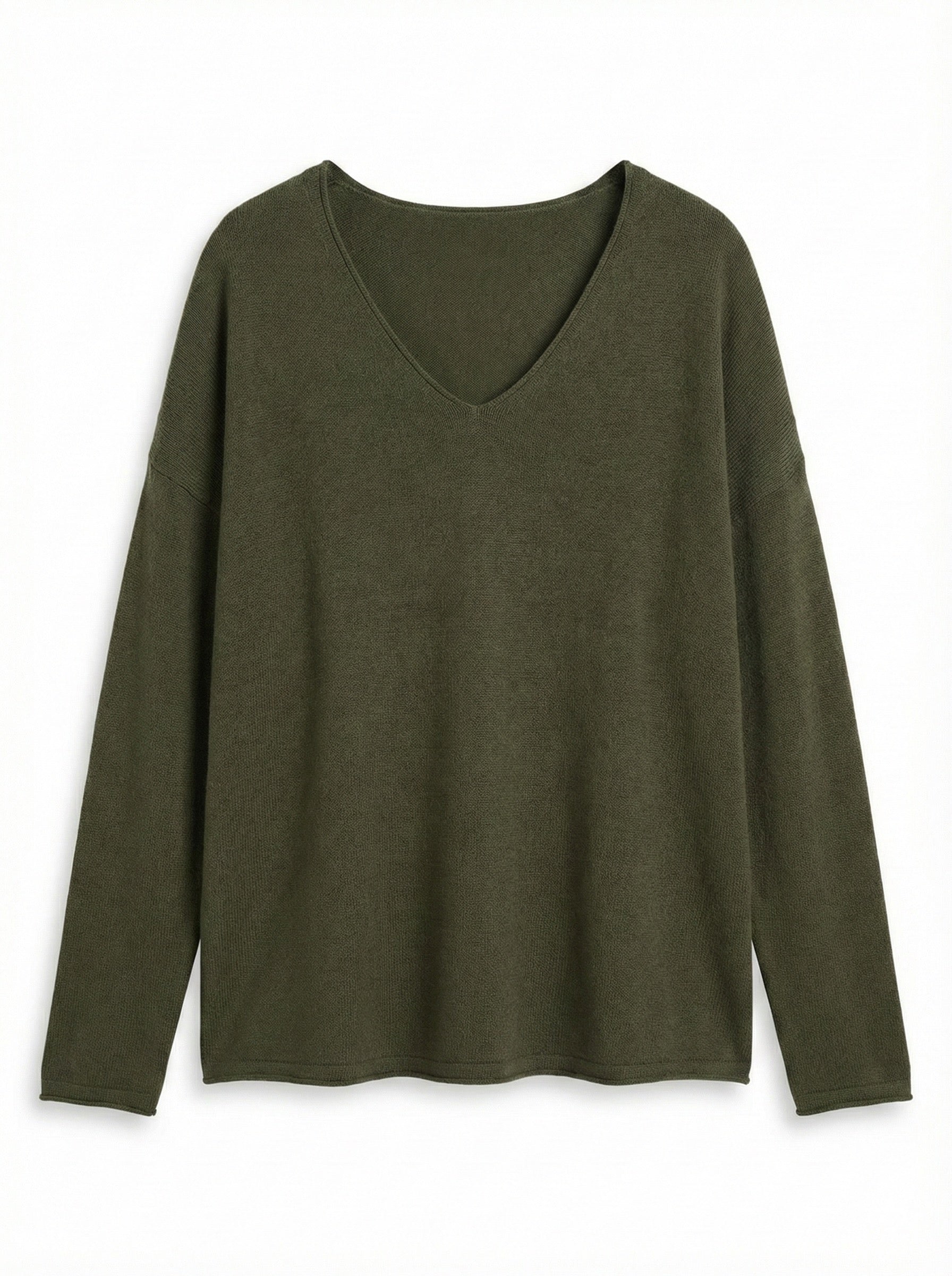 The Vivid Italian V-Neck Sweater- Sage Green