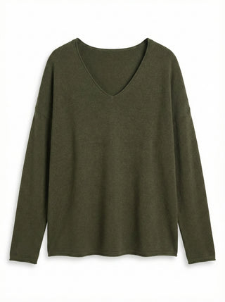 The Vivid Italian V-Neck Sweater- Sage Green