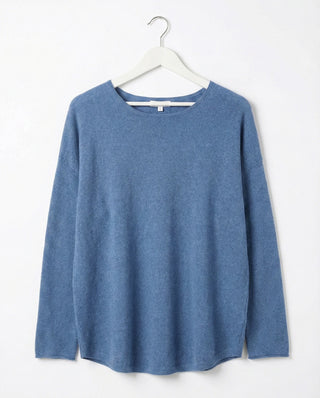 The Italian Soft Scoop Neck Sweater- Slate blue