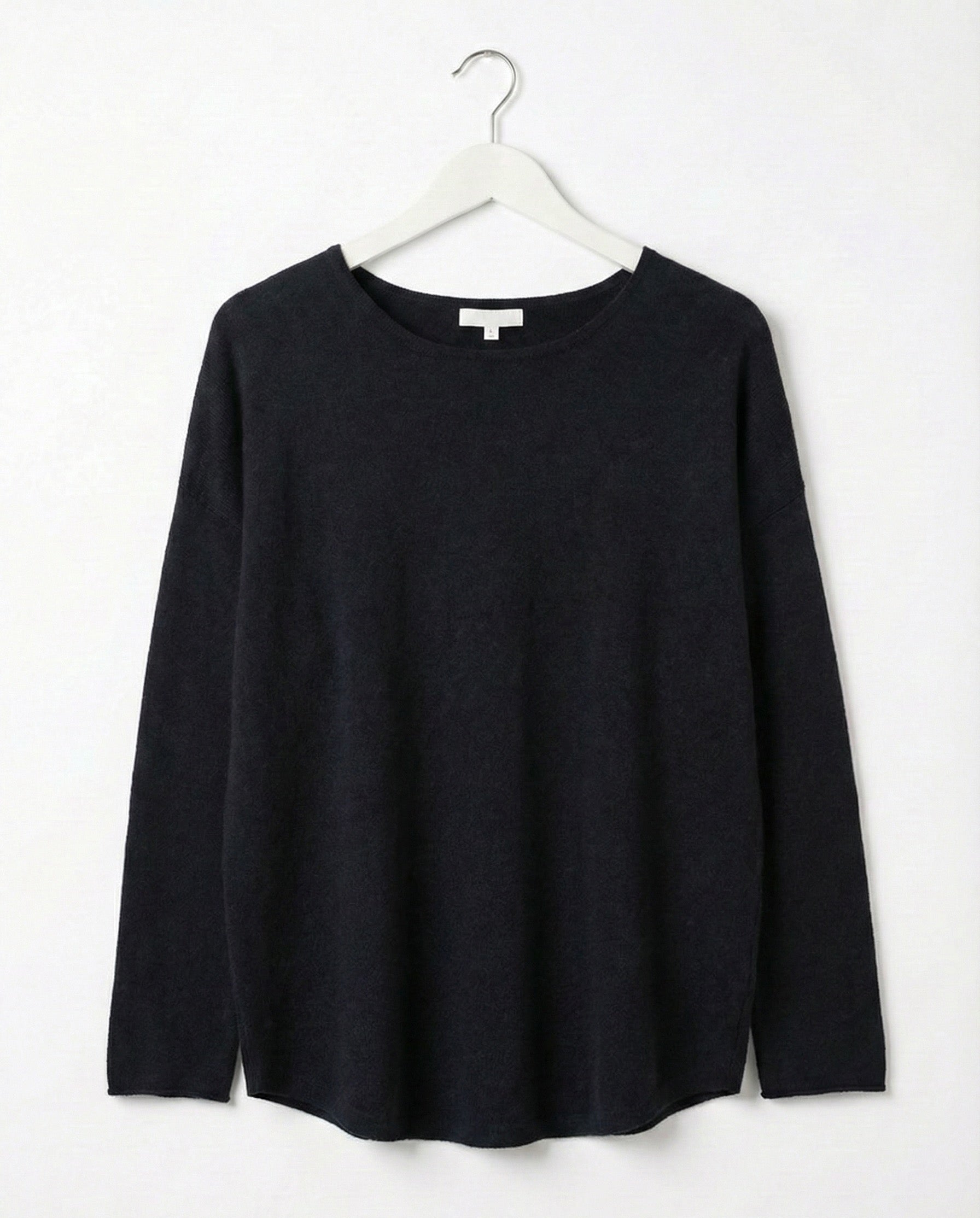 The Italian Soft Scoop Neck Sweater- Black