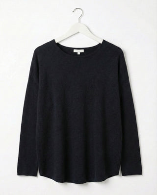 The Italian Soft Scoop Neck Sweater- Black