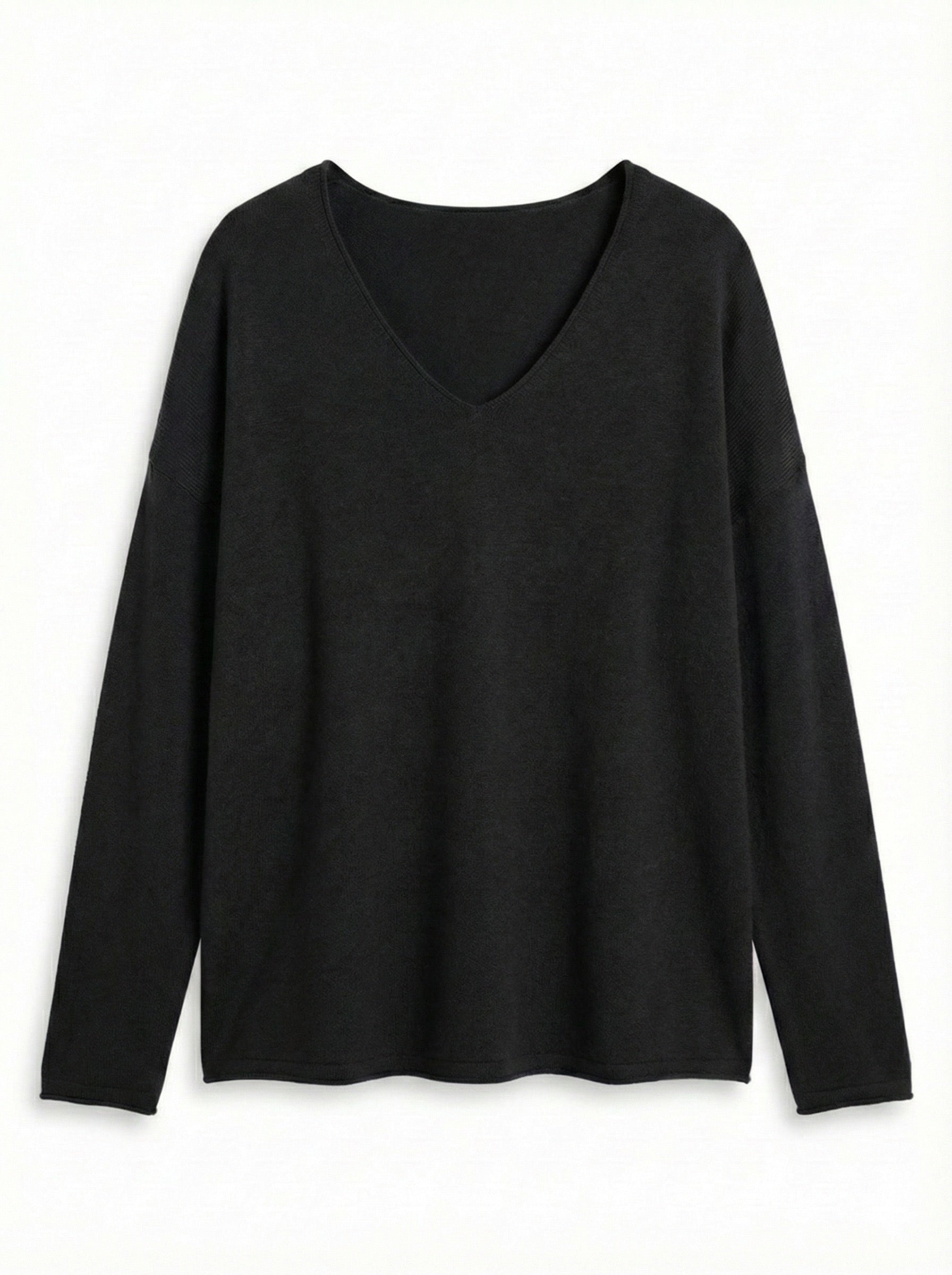The Vivid Italian V-Neck Sweater- Black