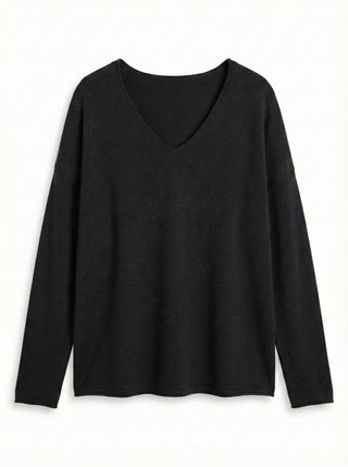The Vivid Italian V-Neck Sweater- Black