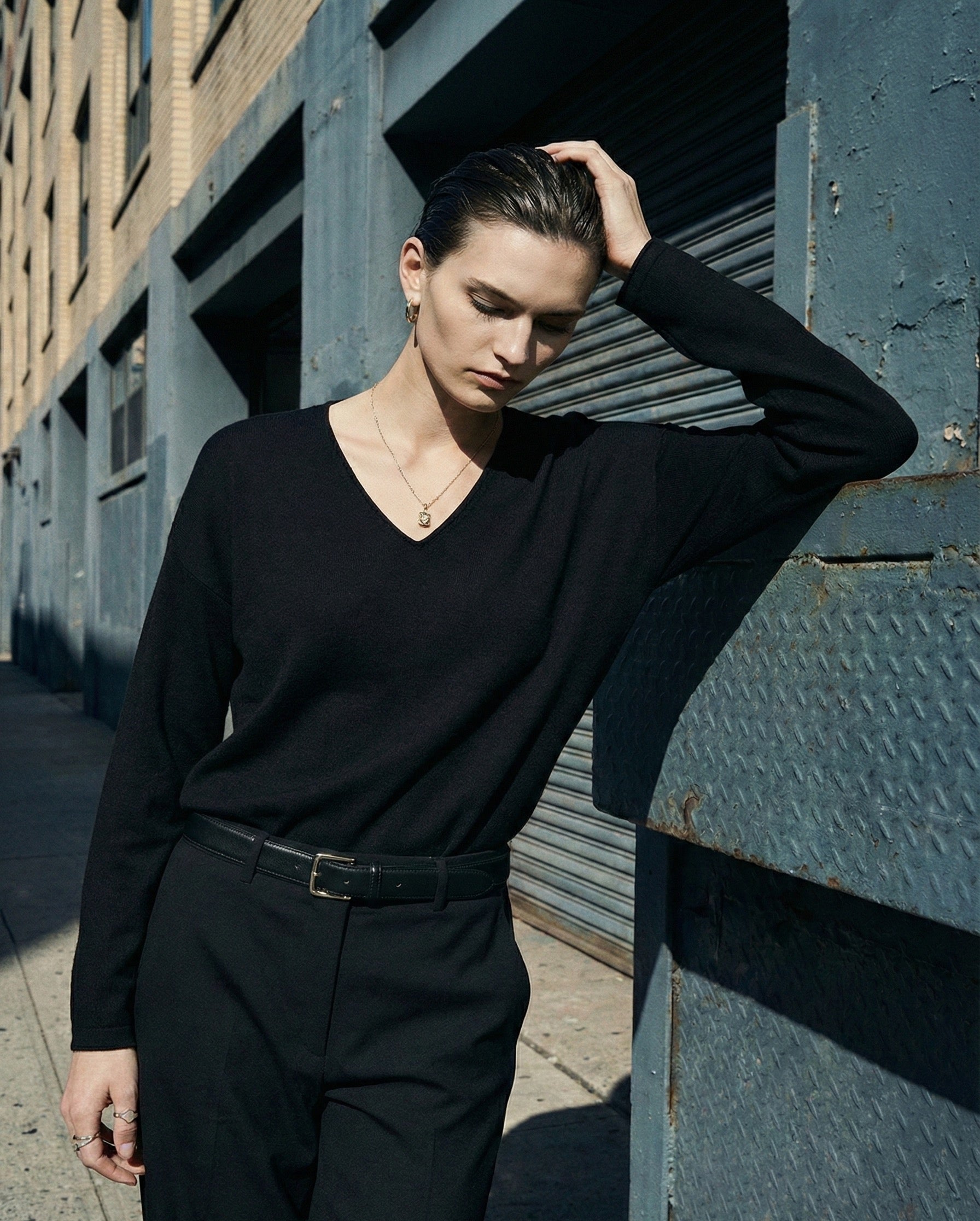 The Vivid Italian V-Neck Sweater- Black