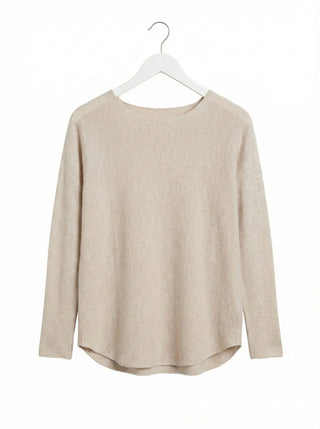 The Italian Soft Scoop Neck Sweater- Oat