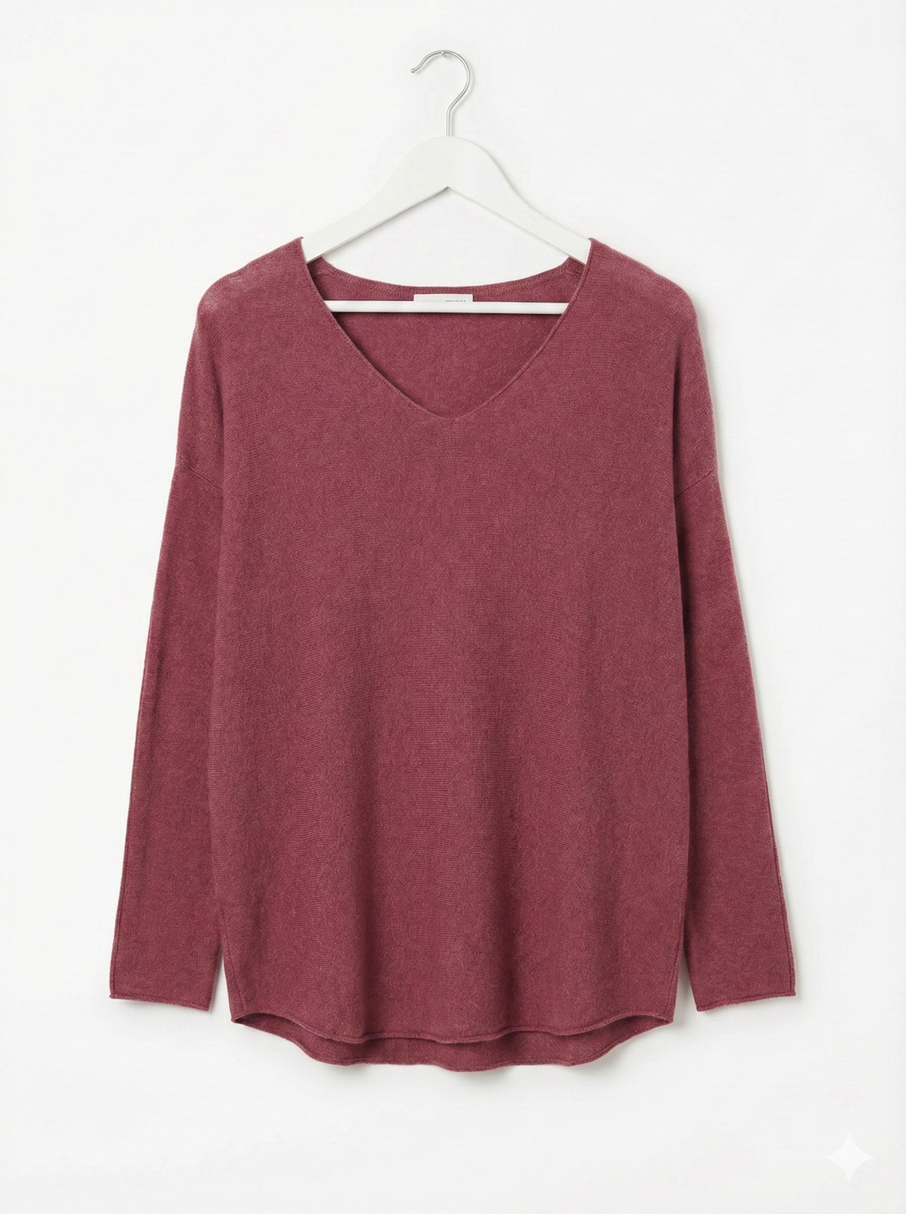 The Vivid Italian V-Neck Sweater-Marsala