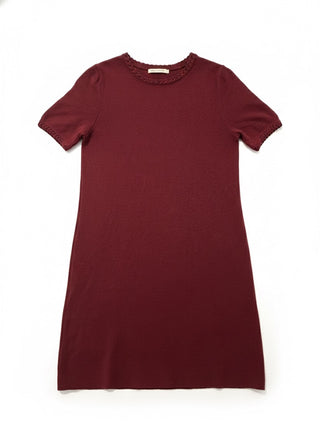 The Merlot Scallop-Trim Knit Dress