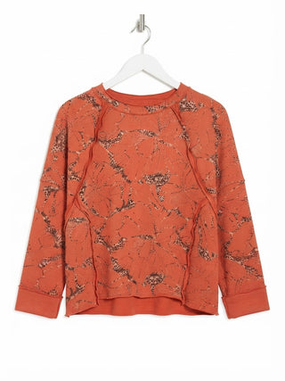 Arancia Raw-Edge Floral Sweatshirt- CORAL ORANGE