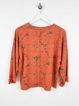Arancia Raw-Edge Floral Sweatshirt- CORAL ORANGE