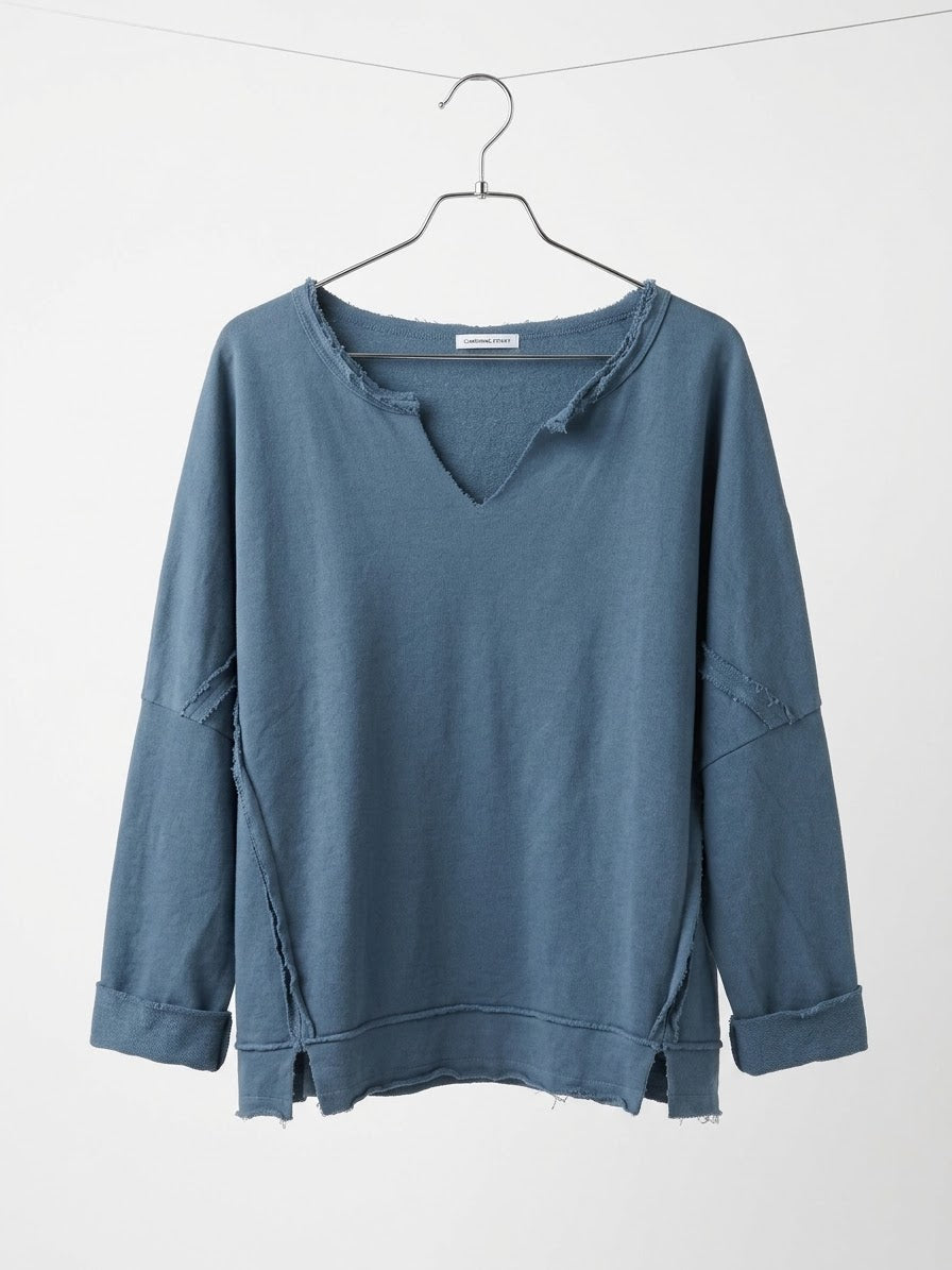 Relaxed-Fit Sweatshirt- Dusty Blue