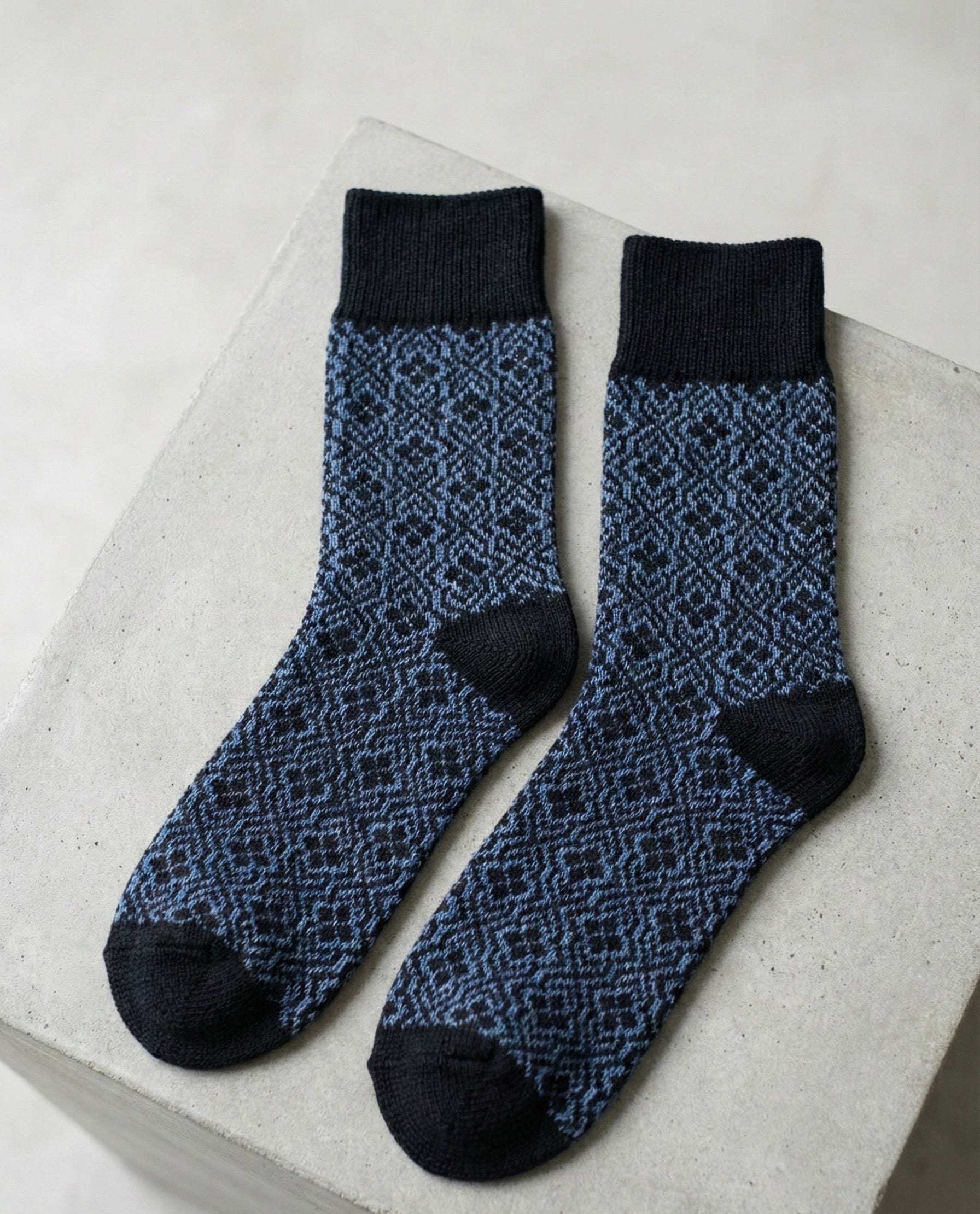 Nordic Wools Merino Blend Crew Sock - Midnight Pattern