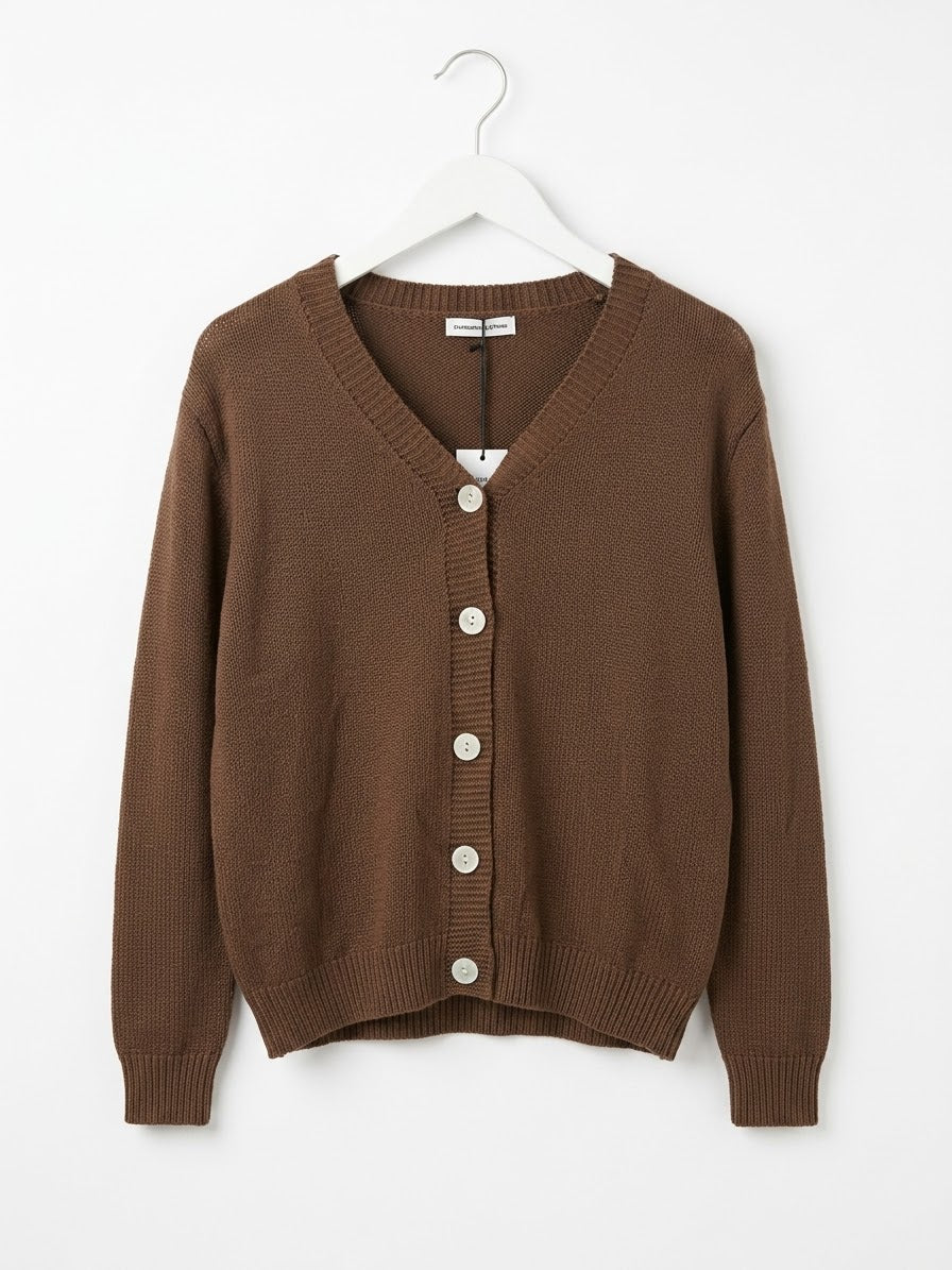 Everyday Knit V-Neck Cardigan -  Chocolate Brown
