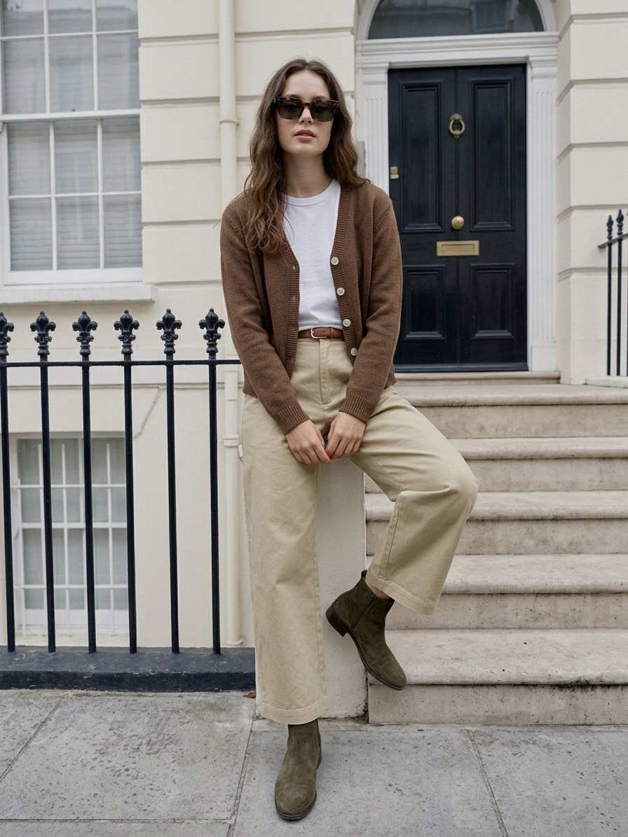 Everyday Knit V-Neck Cardigan -  Chocolate Brown