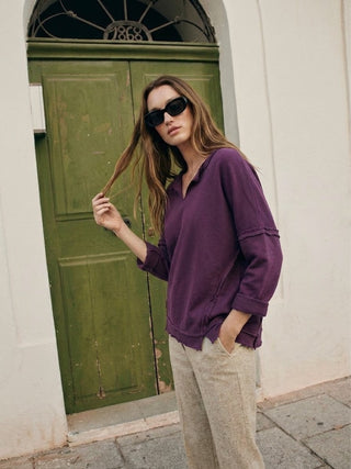 Relaxed-Fit Sweatshirt- Deep Plum