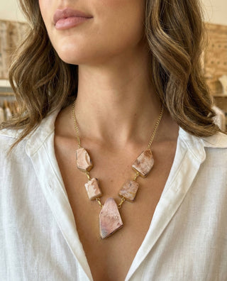The "Sedona Blush" Raw Stone Statement Necklace