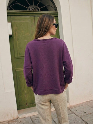 Relaxed-Fit Sweatshirt- Deep Plum