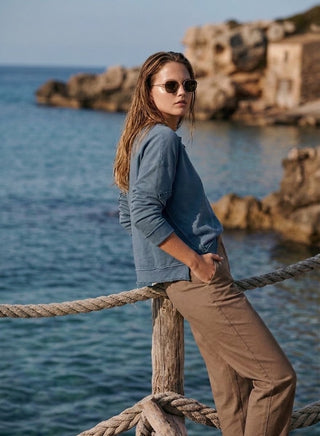 Relaxed-Fit Sweatshirt- Dusty Blue