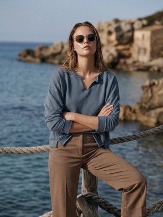 Relaxed-Fit Sweatshirt- Dusty Blue