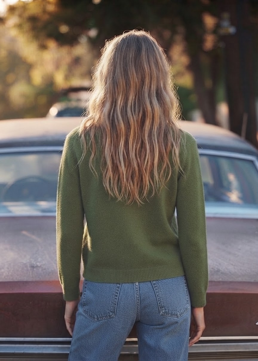 Everyday Knit V-Neck Cardigan -  Olive Green