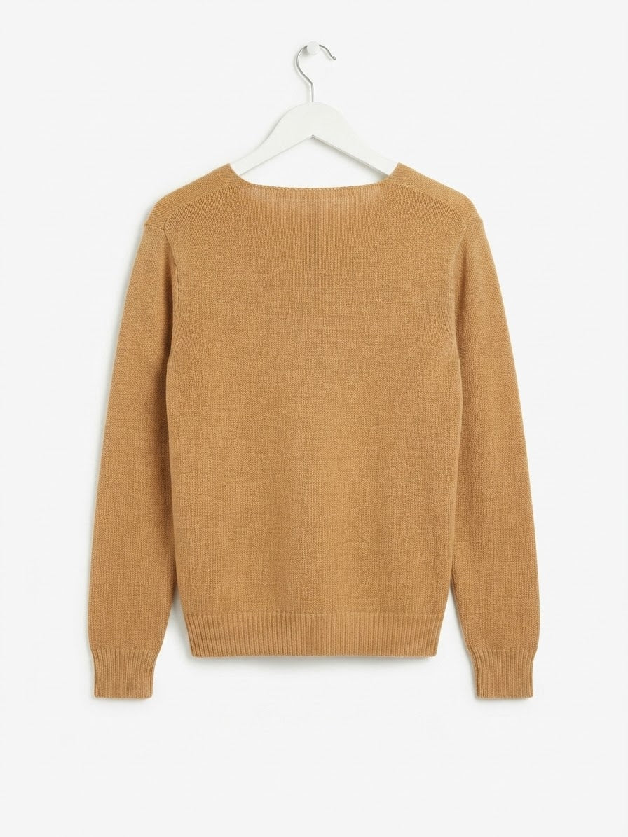 Everyday Knit V-Neck Cardigan -  Tan