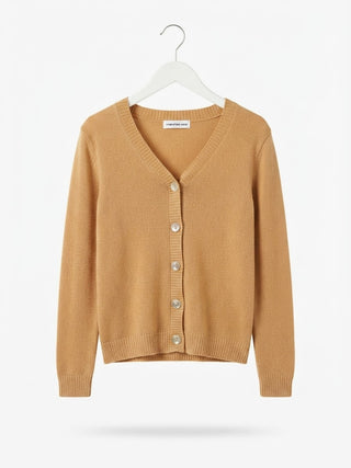 Everyday Knit V-Neck Cardigan -  Tan
