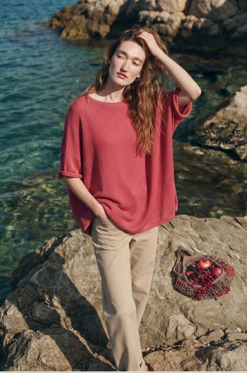 Verde Di Parma Italian Knit Sweater- Coralline